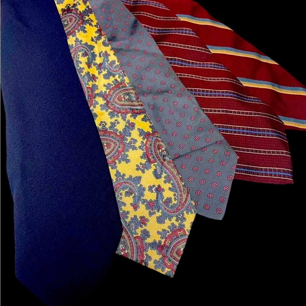 Mystery bundle of 5 vintage neck ties, various colors, styles, brands, materials